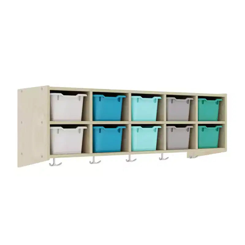 ECR4Kids Streamline 10-Section Hanging Coat Locker with 10 Scoop Front Bins, Cubby Storage