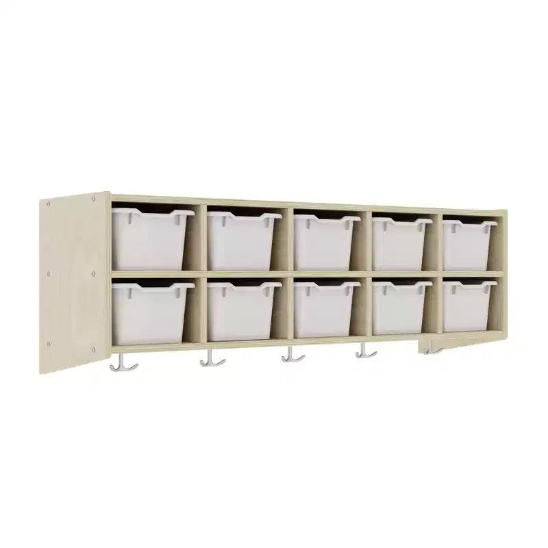 ECR4Kids Streamline 10-Section Hanging Coat Locker with 10 Scoop Front Bins, Cubby Storage