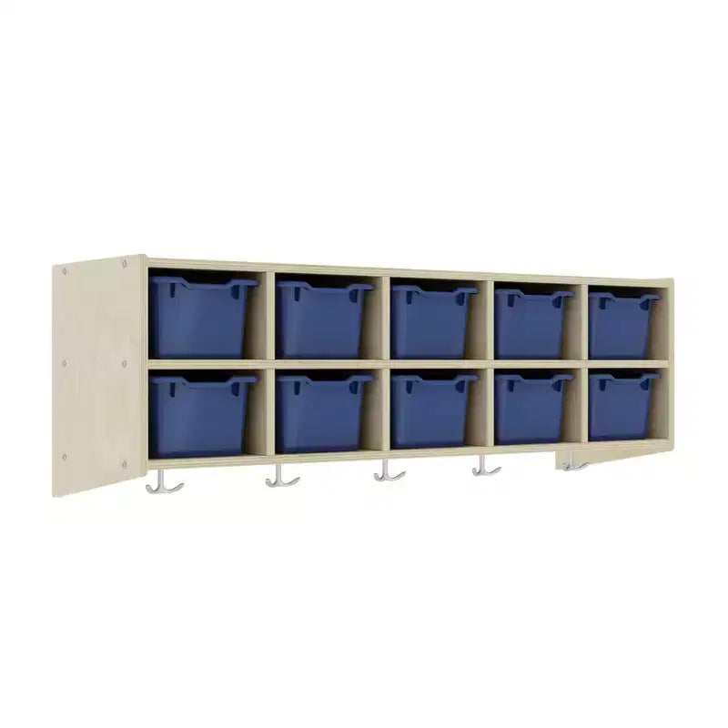 ECR4Kids Streamline 10-Section Hanging Coat Locker with 10 Scoop Front Bins, Cubby Storage