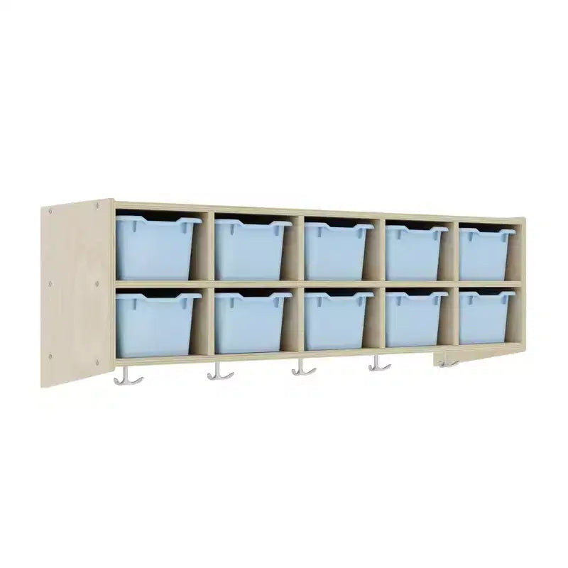 ECR4Kids Streamline 10-Section Hanging Coat Locker with 10 Scoop Front Bins, Cubby Storage