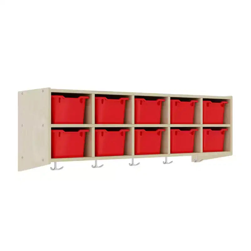 ECR4Kids Streamline 10-Section Hanging Coat Locker with 10 Scoop Front Bins, Cubby Storage