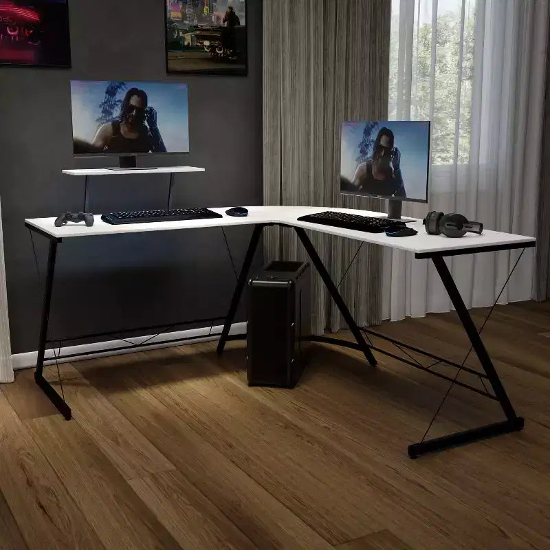 Emma and Oliver L-Shaped Computer Desk, Gaming Desk, Home Office Desk, Frame