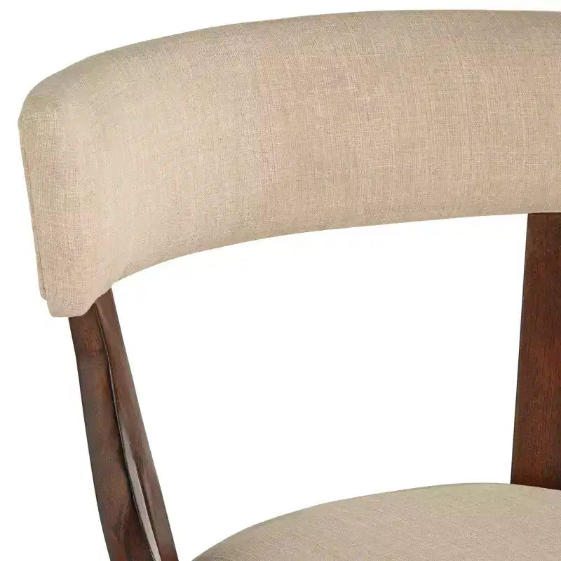 Tabouret de bar en bois de noyer marron 24 pouces de haut, style ferme rustique, coussin en lin beige avec dossier et repose-pieds pour îlot de cuisine et maison