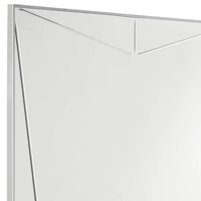 Miroir mural décoratif rectangulaire en bois et métal argenté moderne de 66 cm de large pour salle de bain, chambre, maison