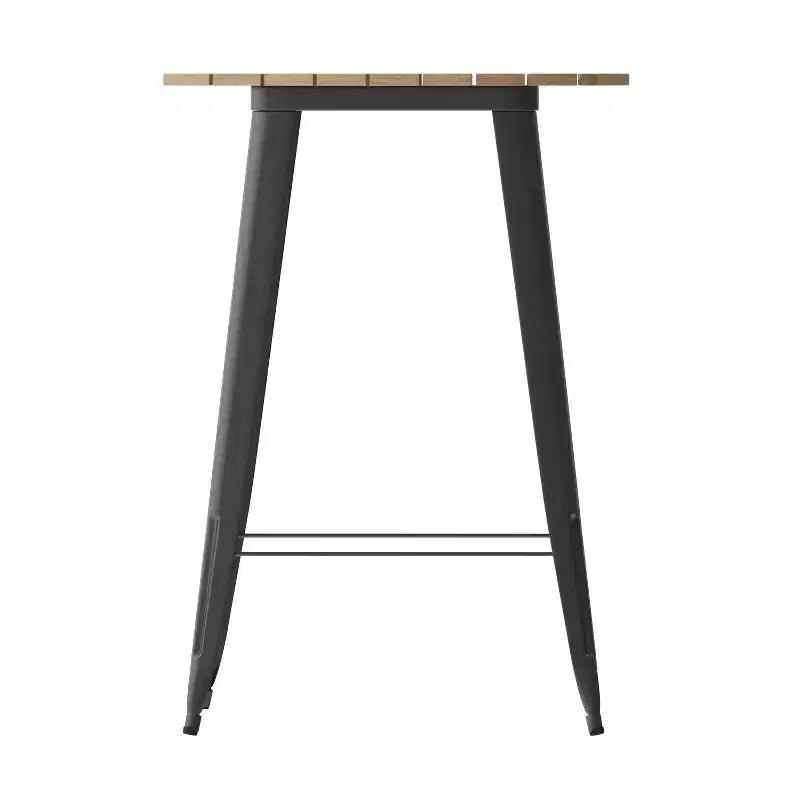 Table de bar intérieur/extérieur, plateau rond en polyrésine tout temps de 30 po avec base en acier
