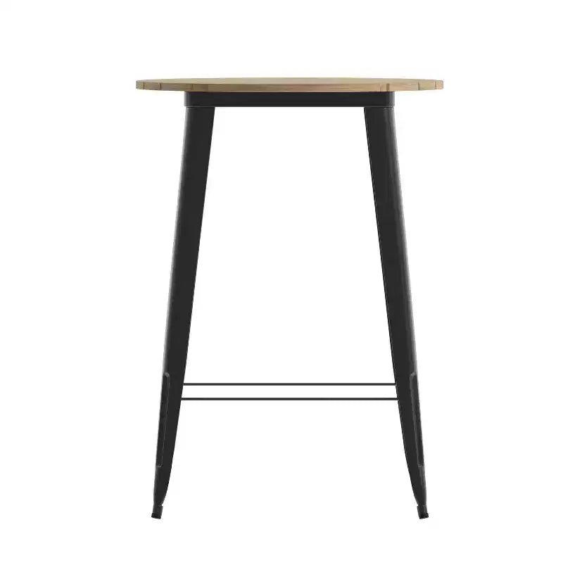 Table de bar intérieur/extérieur, plateau rond en polyrésine tout temps de 30 po avec base en acier