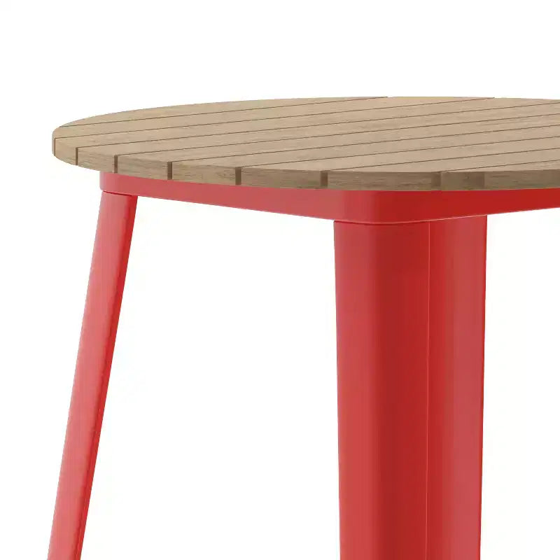 Table de bar intérieur/extérieur, plateau rond en polyrésine tout temps de 30 po avec base en acier