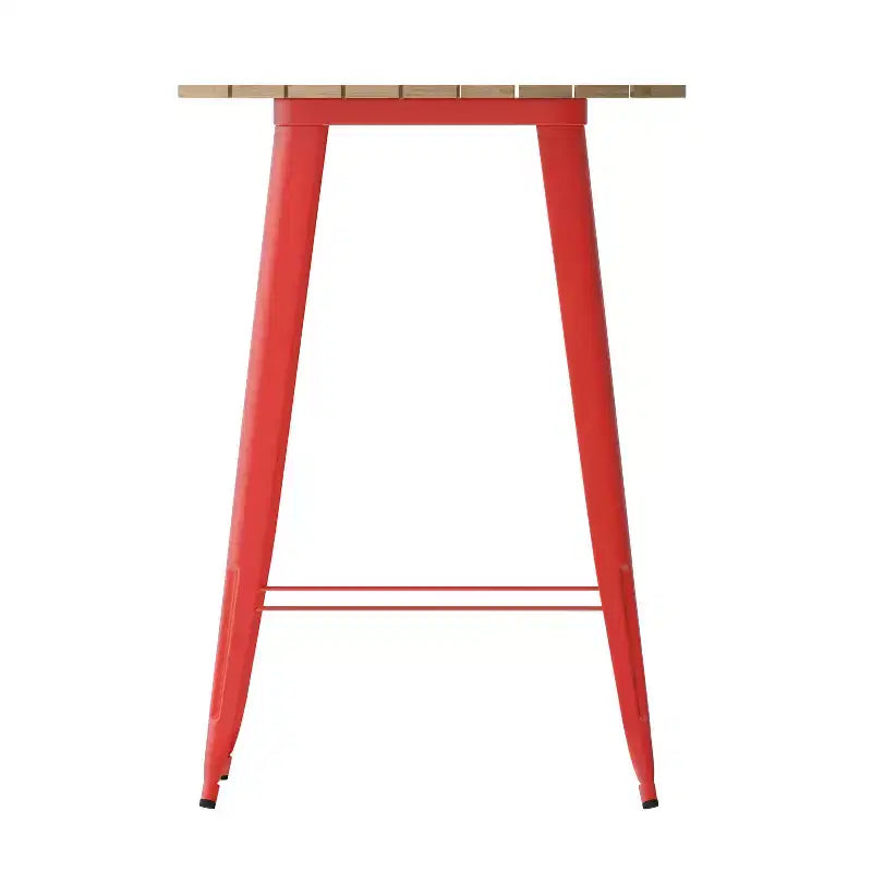 Table de bar intérieur/extérieur, plateau rond en polyrésine tout temps de 30 po avec base en acier