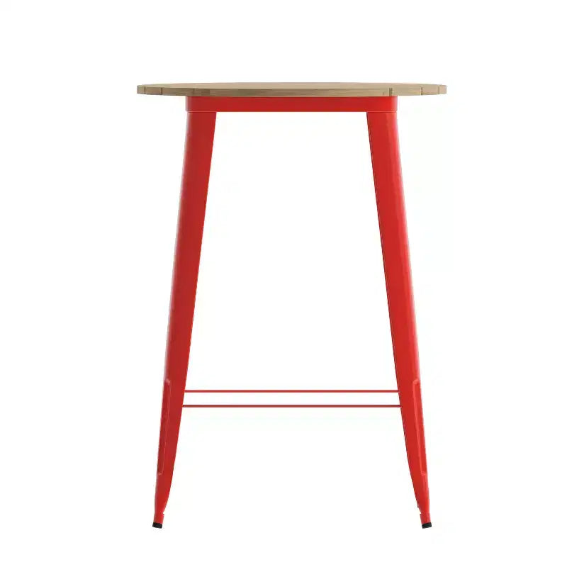 Table de bar intérieur/extérieur, plateau rond en polyrésine tout temps de 30 po avec base en acier