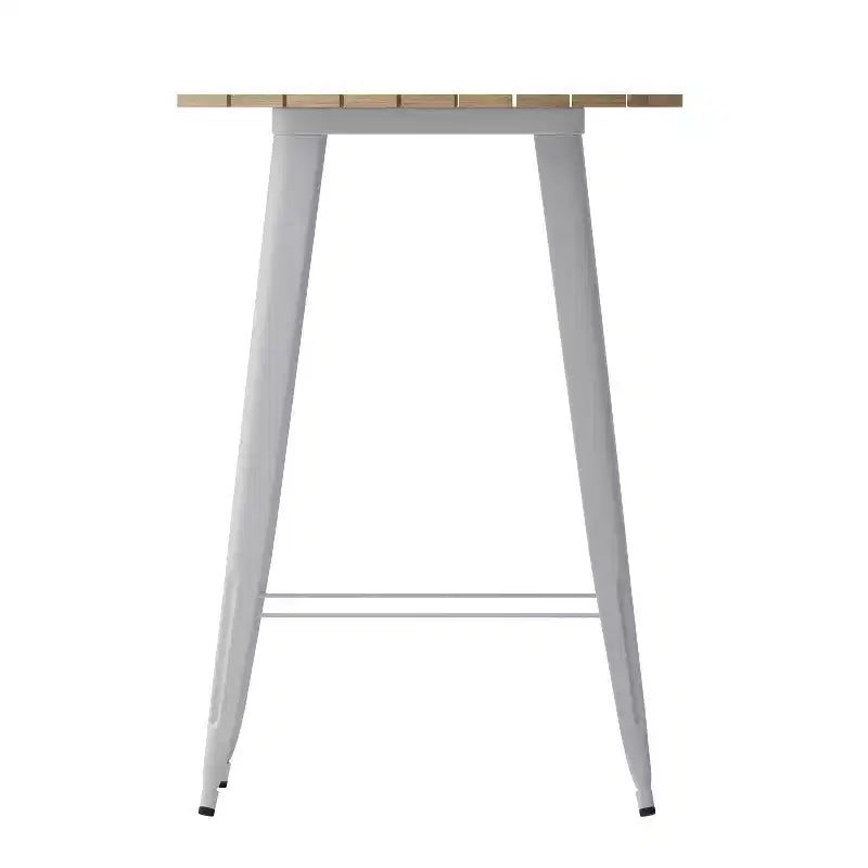 Table de bar intérieur/extérieur, plateau rond en polyrésine tout temps de 30 po avec base en acier