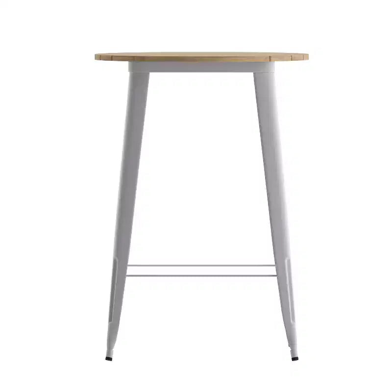 Table de bar intérieur/extérieur, plateau rond en polyrésine tout temps de 30 po avec base en acier