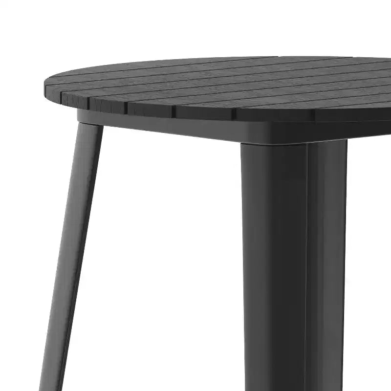 Table de bar intérieur/extérieur, plateau rond en polyrésine tout temps de 30 po avec base en acier