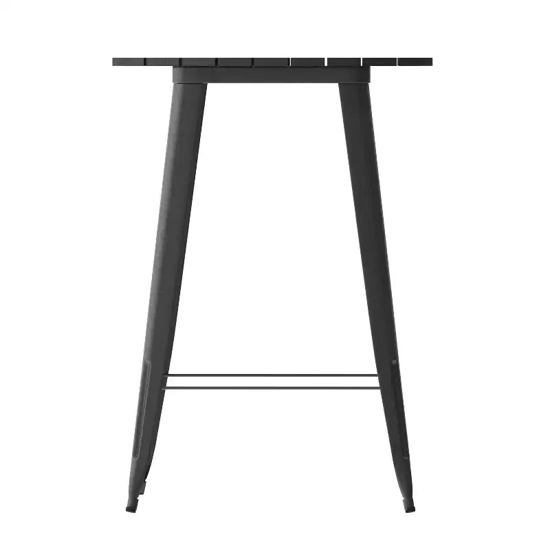 Table de bar intérieur/extérieur, plateau rond en polyrésine tout temps de 30 po avec base en acier