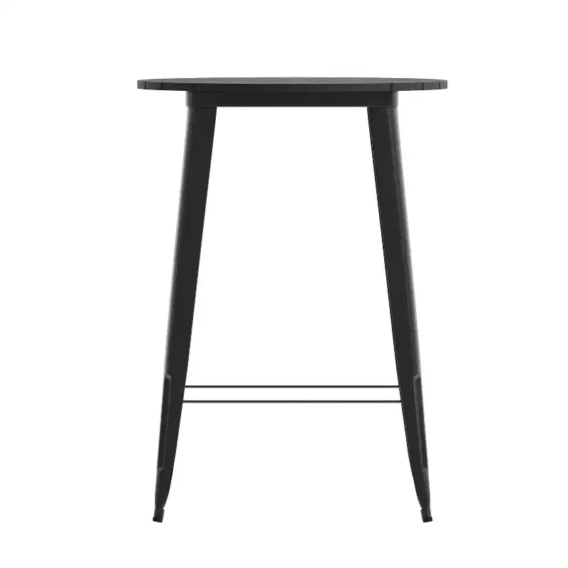 Table de bar intérieur/extérieur, plateau rond en polyrésine tout temps de 30 po avec base en acier