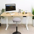 Bureau assis-debout électrique avec plateau – Blanc / Érable