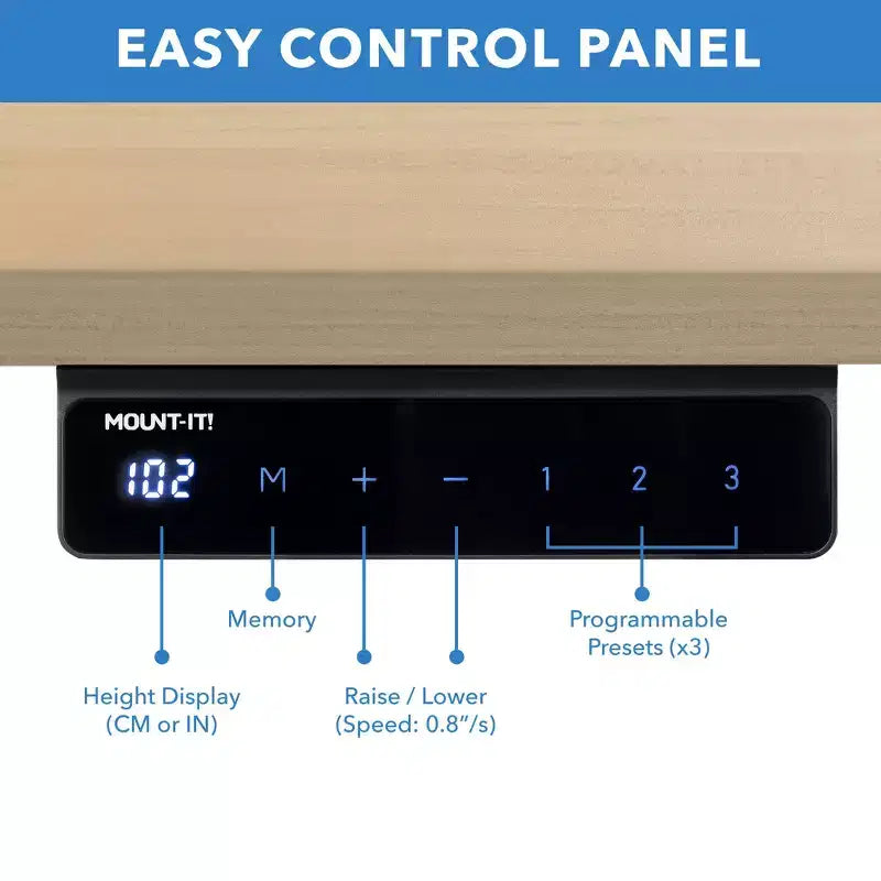 Bureau assis-debout électrique avec plateau – Blanc / Érable