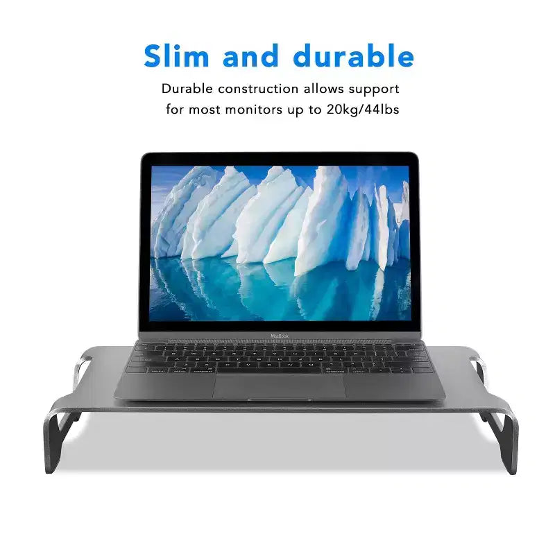 Mount-It! Aluminum Monitor Stand For iMac - Metal Monitor Stand Desktop Organizer w/ Keyboard Storage - Universal Monitor Riser For PC & Laptop