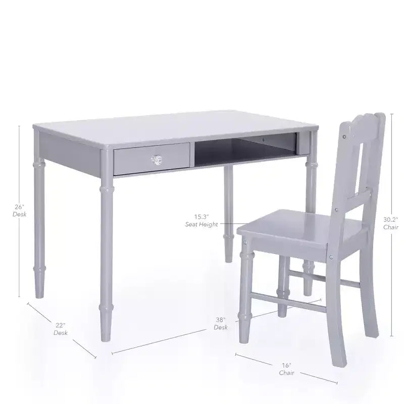 Ensemble Bureau et Chaise pour Enfants : Table d'Étude en Bois avec Tiroir de Rangement et Chaise pour Filles | Ensemble Bureau pour Chambre d'Enfants