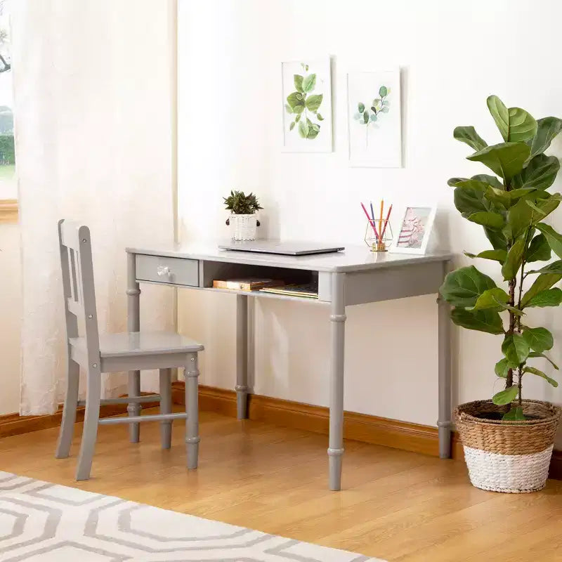 Ensemble Bureau et Chaise pour Enfants : Table d'Étude en Bois avec Tiroir de Rangement et Chaise pour Filles | Ensemble Bureau pour Chambre d'Enfants
