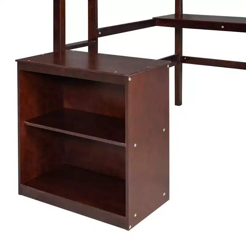 Wooden Loft Bed with Desk, Writing Board and 2 Drawers Cabinet - ModernLuxe