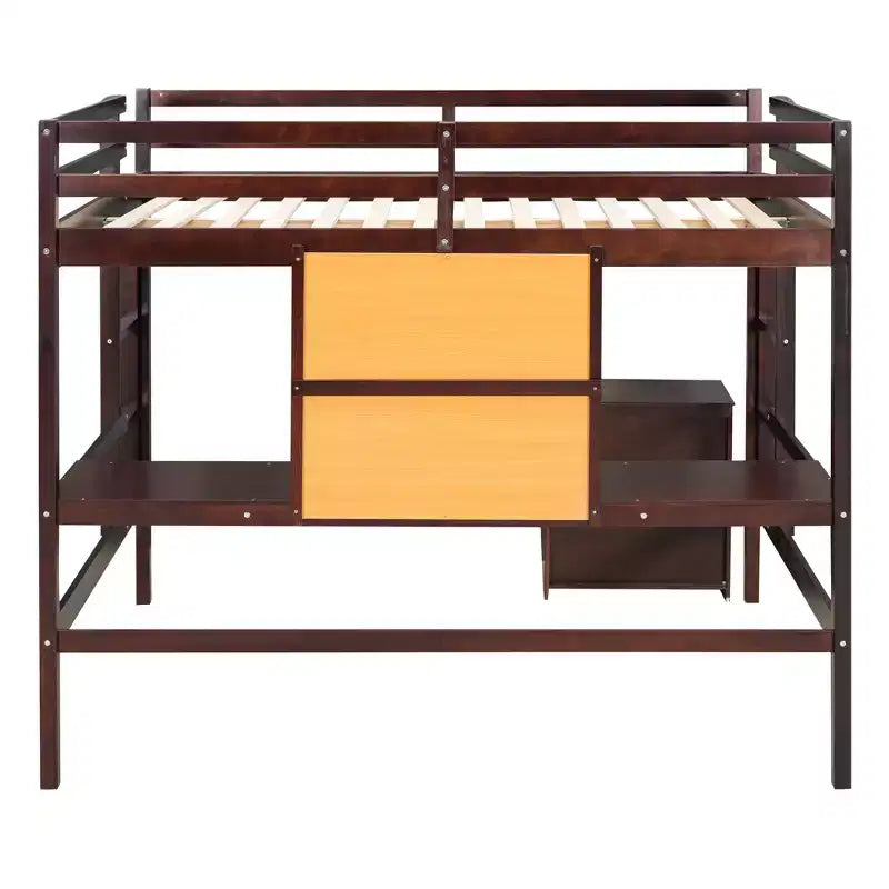 Wooden Loft Bed with Desk, Writing Board and 2 Drawers Cabinet - ModernLuxe