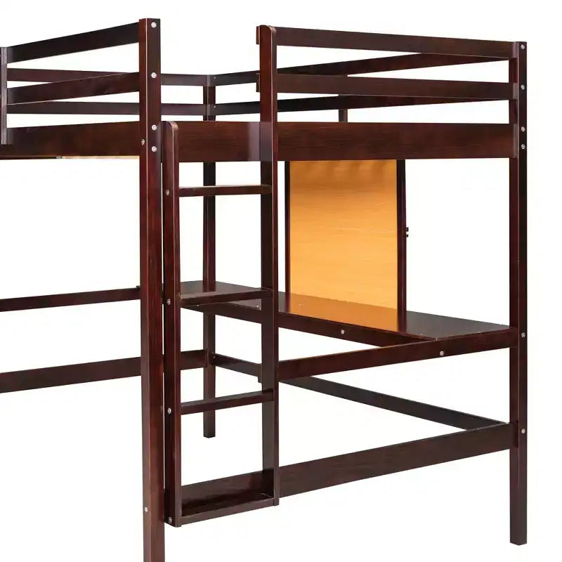 Wooden Loft Bed with Desk, Writing Board and 2 Drawers Cabinet - ModernLuxe