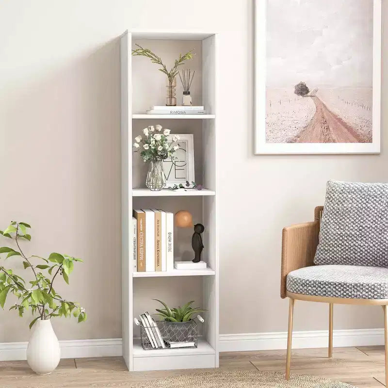 Costway 56'' Tall Bookcase, Freestanding Bookshelf with 4 Open Cubes