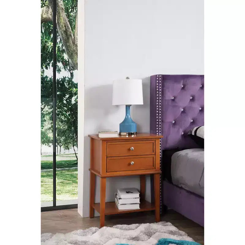 Table de chevet à 2 tiroirs (71,12 cm H x 55,88 cm L x 40,64 cm P)