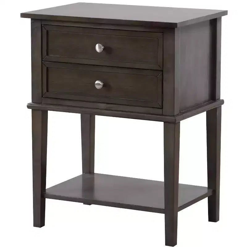 Table de chevet à 2 tiroirs (71,12 cm H x 55,88 cm L x 40,64 cm P)