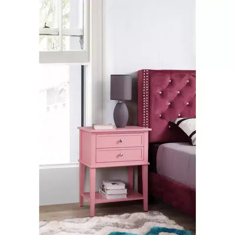 Table de chevet à 2 tiroirs (71,12 cm H x 55,88 cm L x 40,64 cm P)