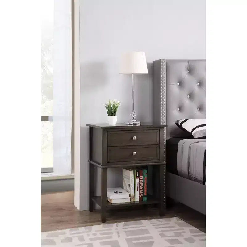 Table de chevet à 2 tiroirs (71,12 cm H x 55,88 cm L x 40,64 cm P)