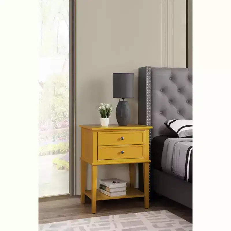 Table de chevet à 2 tiroirs (71,12 cm H x 55,88 cm L x 40,64 cm P)