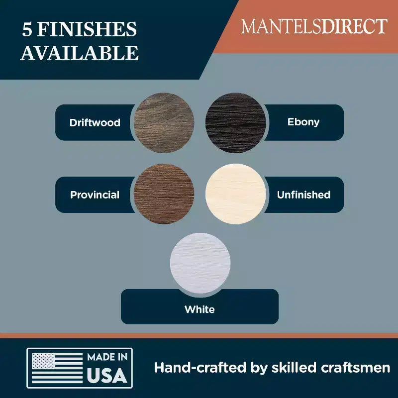 Modern Ember Vara Wood Mantel Shelf - Features Knots and Natural Distresssing