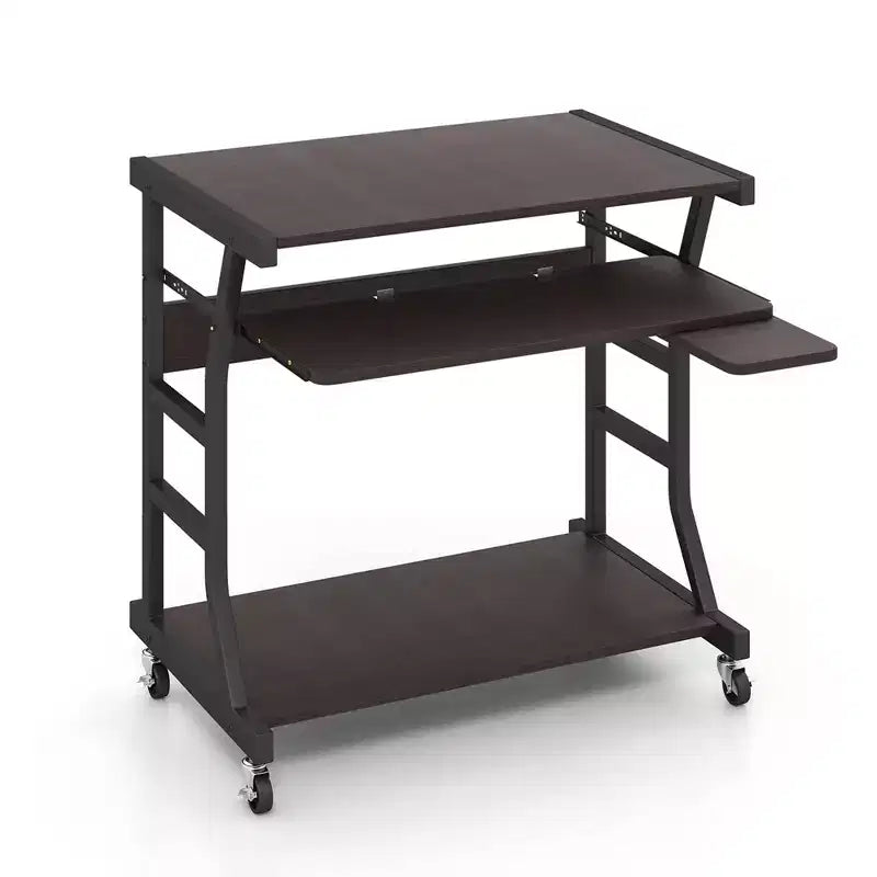Costway 29.5'' Mobile Computer Desk Rolling Laptop Cart with Pull-out Keyboard Tray & Shelf