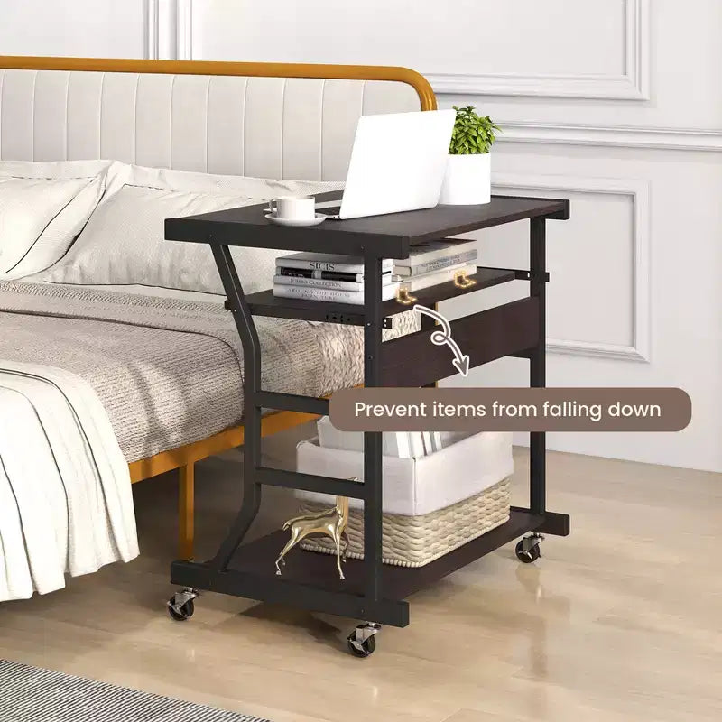 Costway 29.5'' Mobile Computer Desk Rolling Laptop Cart with Pull-out Keyboard Tray & Shelf