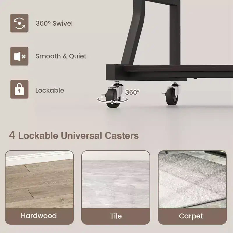Costway 29.5'' Mobile Computer Desk Rolling Laptop Cart with Pull-out Keyboard Tray & Shelf