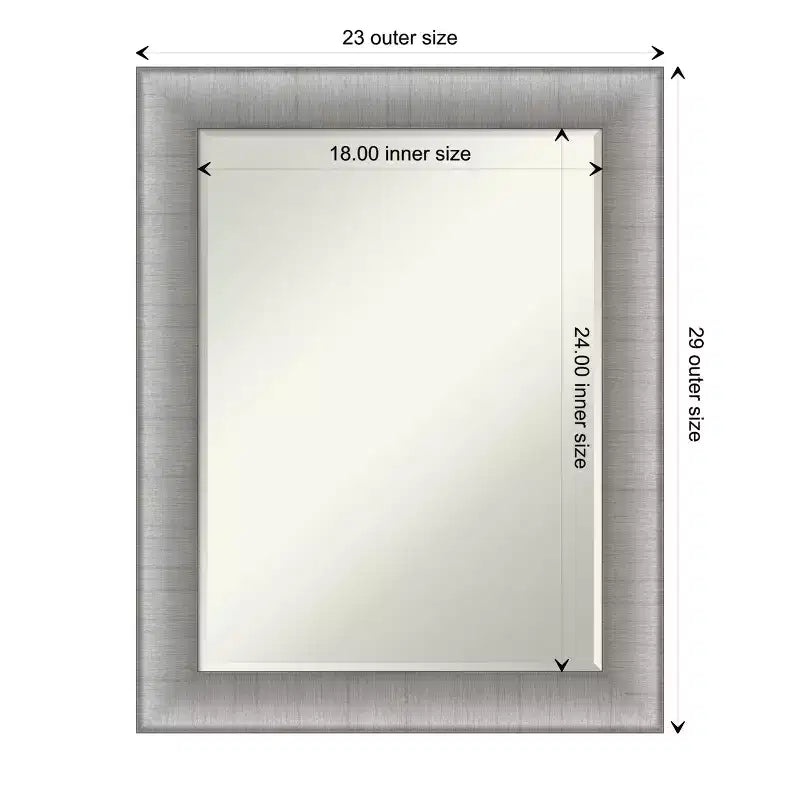 Amanti Art Elegant Brushed Petite Bevel Bathroom Wall Mirror