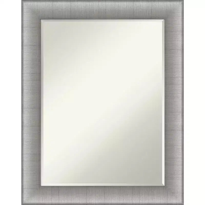 Amanti Art Elegant Brushed Petite Bevel Bathroom Wall Mirror