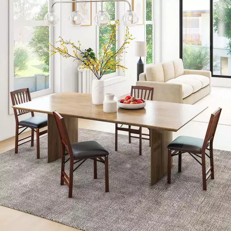 Costway 2 Pack Folding Dining Chairs Foldable Chairs with PVC Padded Seat & High Backrest