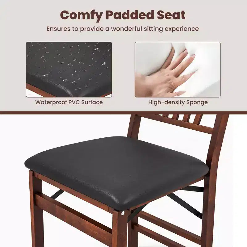 Costway 2 Pack Folding Dining Chairs Foldable Chairs with PVC Padded Seat & High Backrest