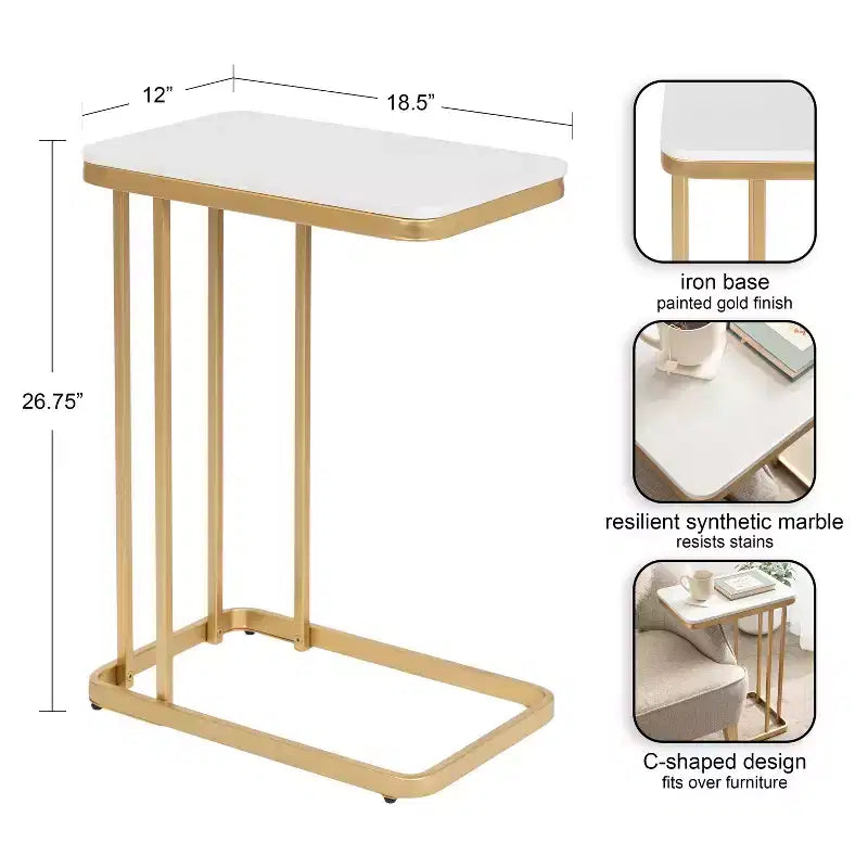 Table d'appoint en marbre cultivé et métal