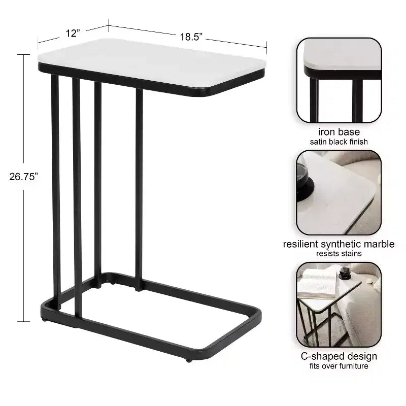 Table d'appoint en marbre cultivé et métal