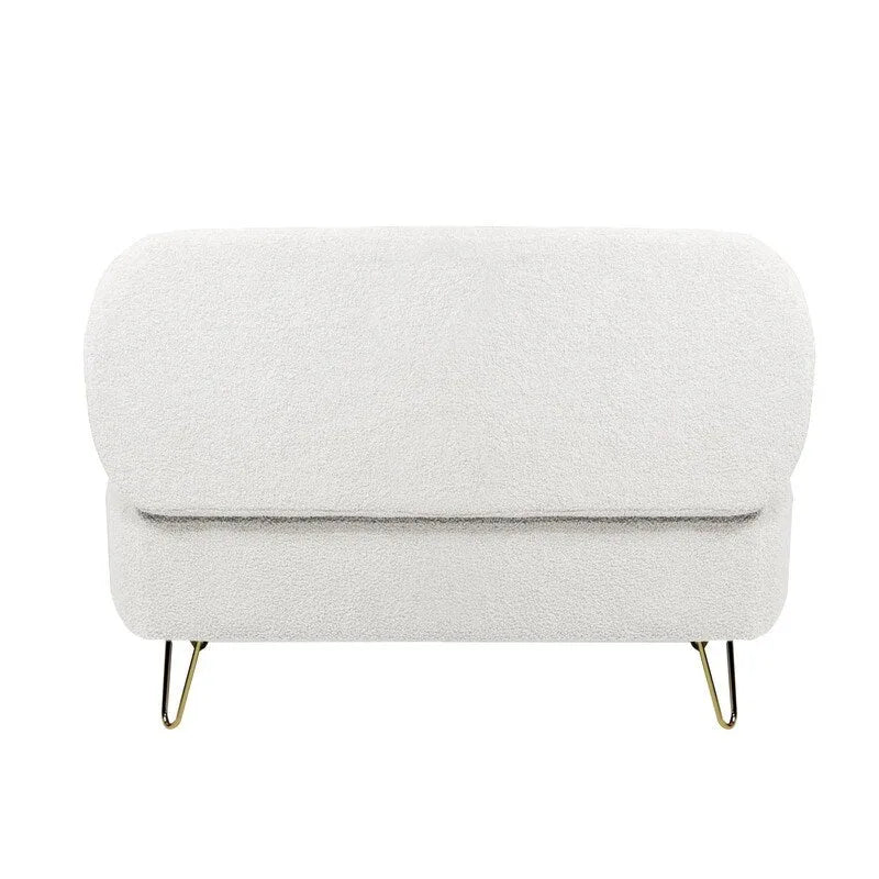 Modern Fuzzy Storage Bench, Upholstered Ottoman with Storage Space and Gold Legs, End of Bed Bench, Footrest Stool
