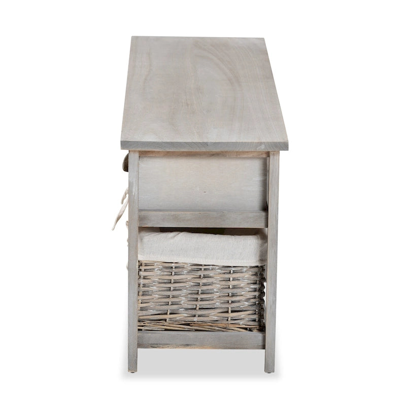 Mabyn Modern & Contemporary 3-Drawer Wood Storage Bench with Baskets