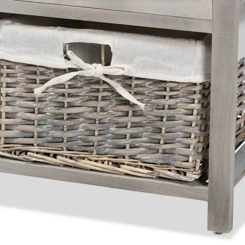 Mabyn Modern & Contemporary 3-Drawer Wood Storage Bench with Baskets