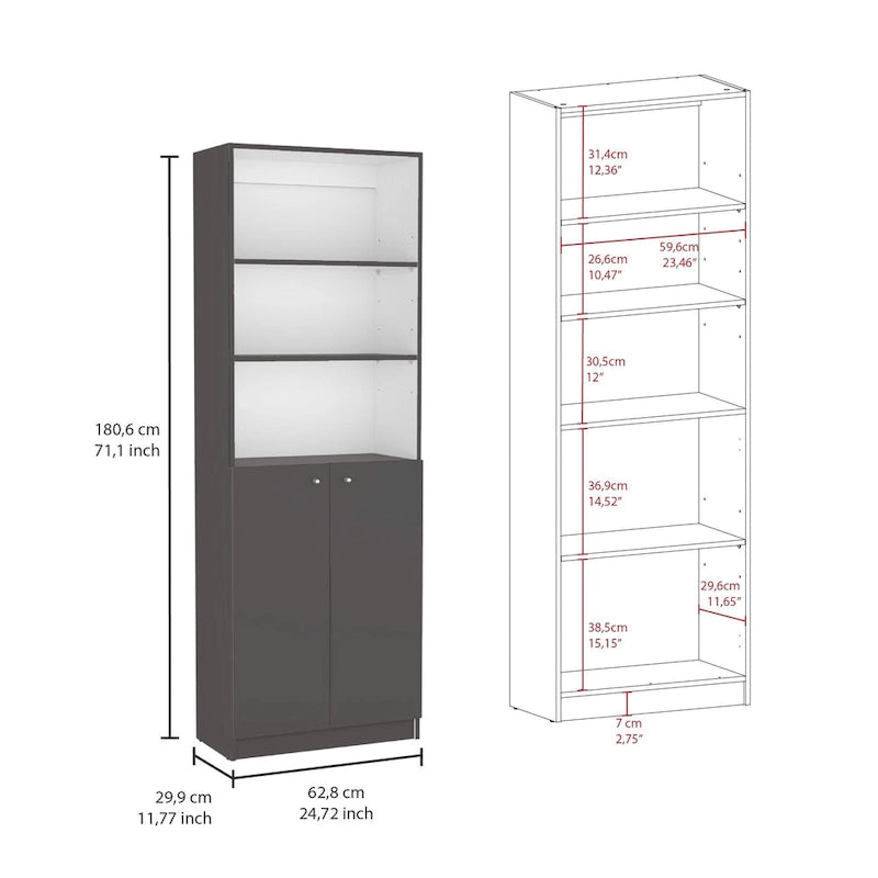 Kenyon 3pc Bookcase set 74 Wide 4-Shelf Double Cabinet