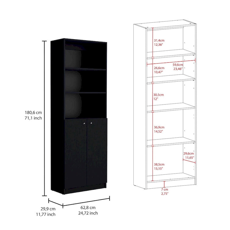Kenyon 3pc Bookcase set 74 Wide 4-Shelf Double Cabinet