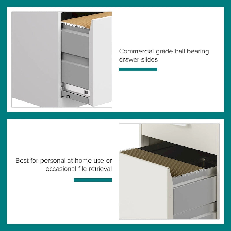 Space Solutions 18 Deep 3 Drawer Mobile Metal Cabinet, Pearl White