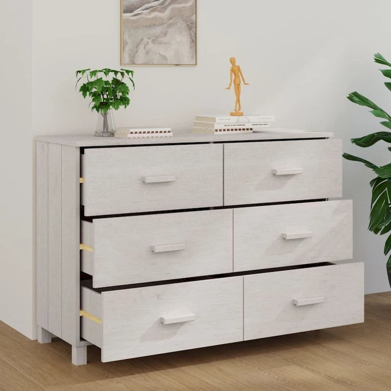 vidaXL Sideboard Buffet Console Cabinet with Storage HAMAR Solid Wood Pine - 44.5 x 15.7 x 31.5