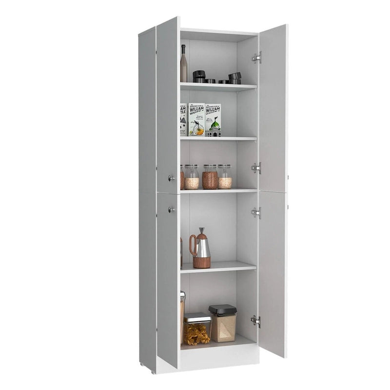 Lynch Kitchen Pantry Storage Cabinet, With 4 Doors, 5 Shelves